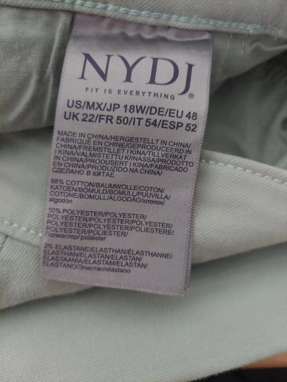 NYDJ Womens Jeans Size 18W Tomatillo Green Marilyn Straight Cuff New - Picture 8 of 8
